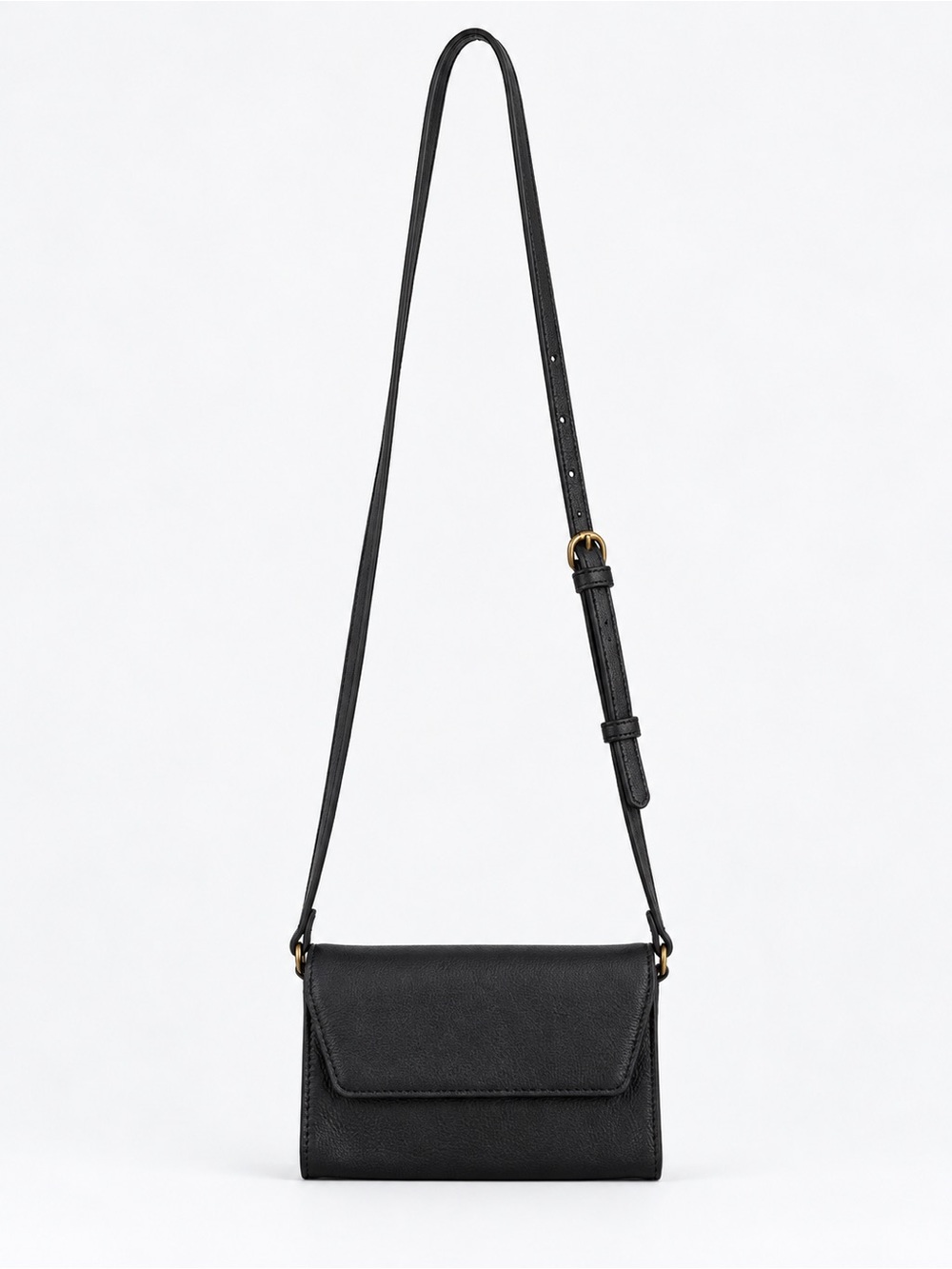 Classic Black Leather Crossbody Clutch